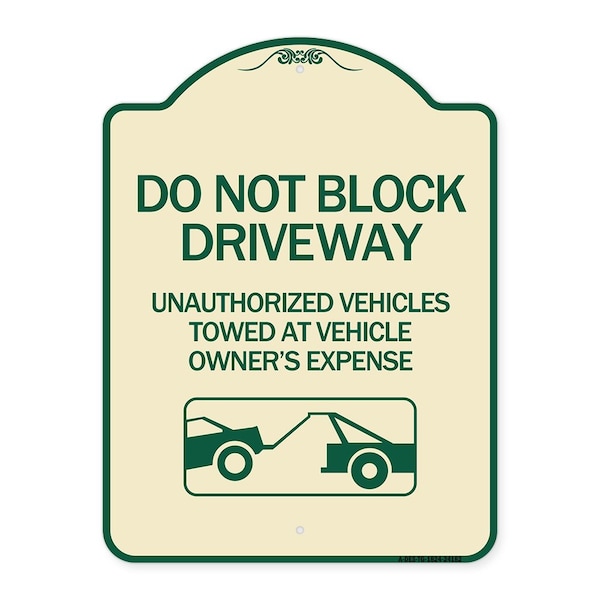 Signmission Do Not Block Driveway With Graphic Heavy-Gauge Aluminum Architectural Sign, 24" x 18", TG-1824-24182 A-DES-TG-1824-24182 - main